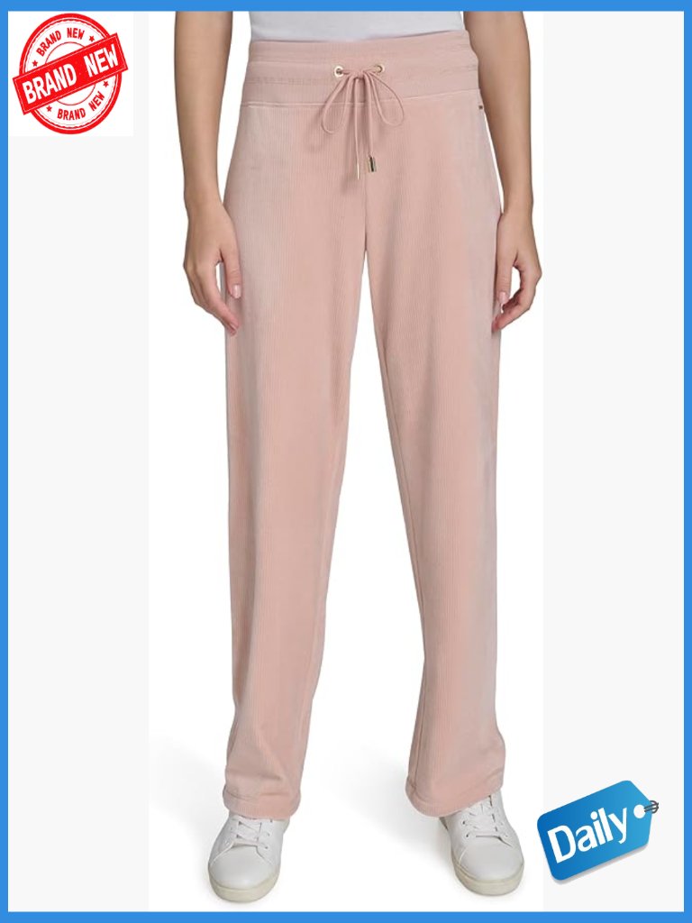Velour Drawstring Wide Leg Pants Casual Lounge